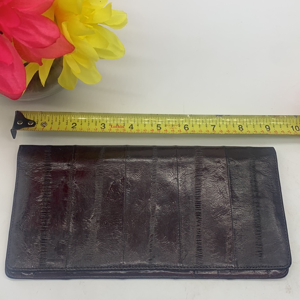 Eel skin Skin Dark Brown Travel Wallet - Picture 2 of 8